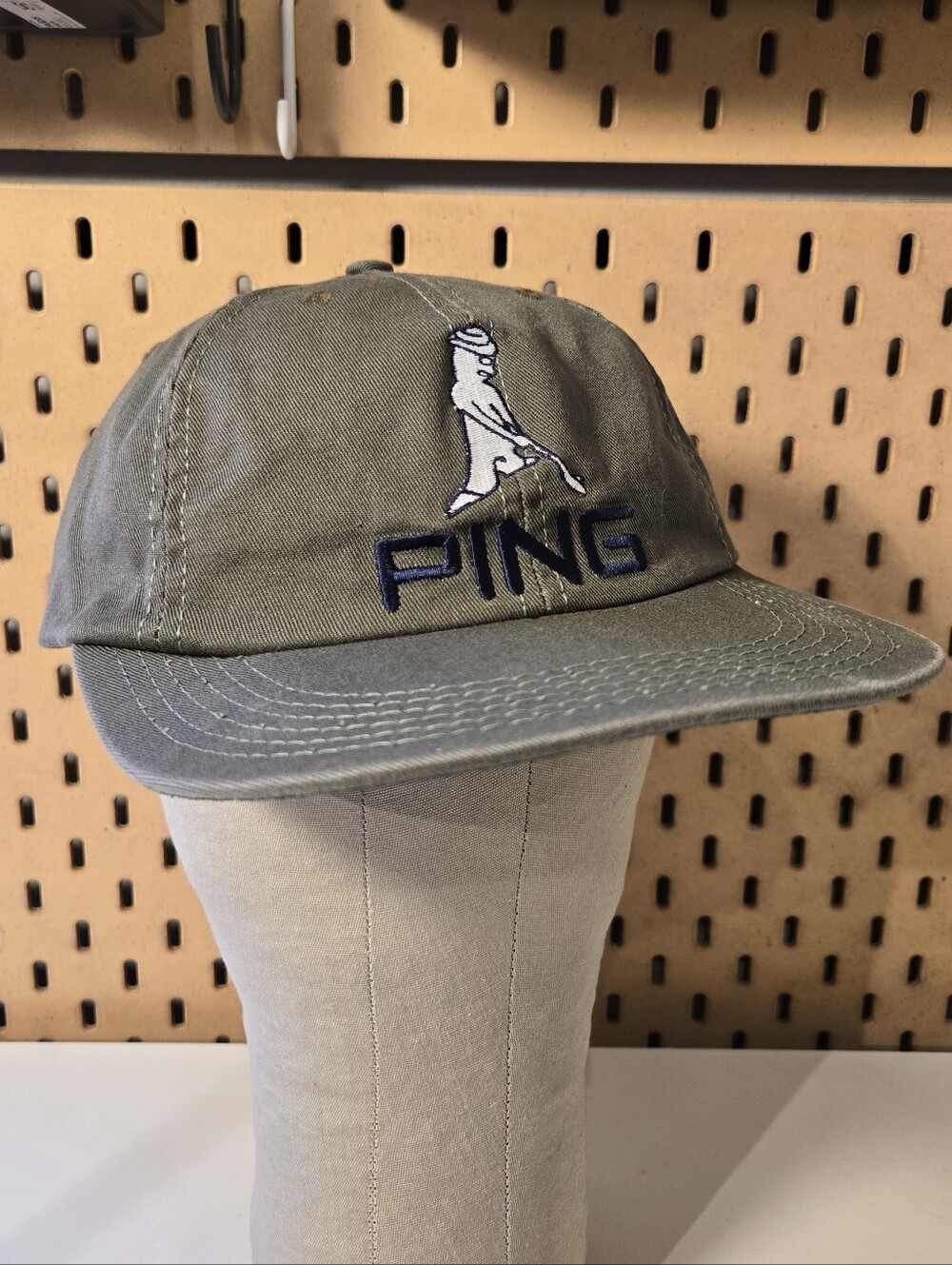 Vintage PING Strapback Golf Hat Cap “Play Your Best” USA made slate green / gray